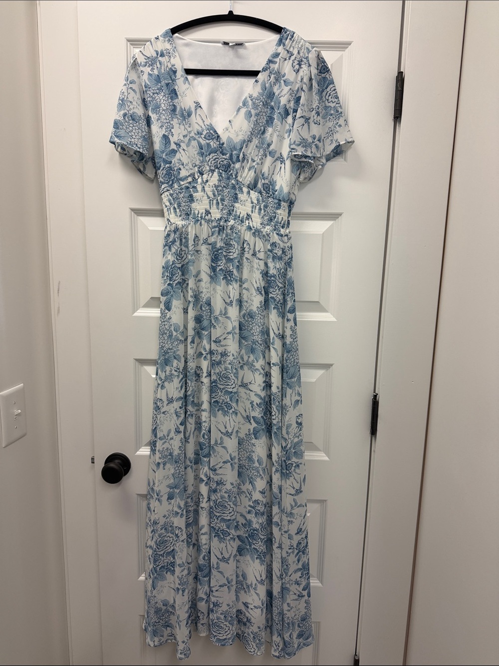 Baltic Born Blue and White Floral Wrap Maxi Dress